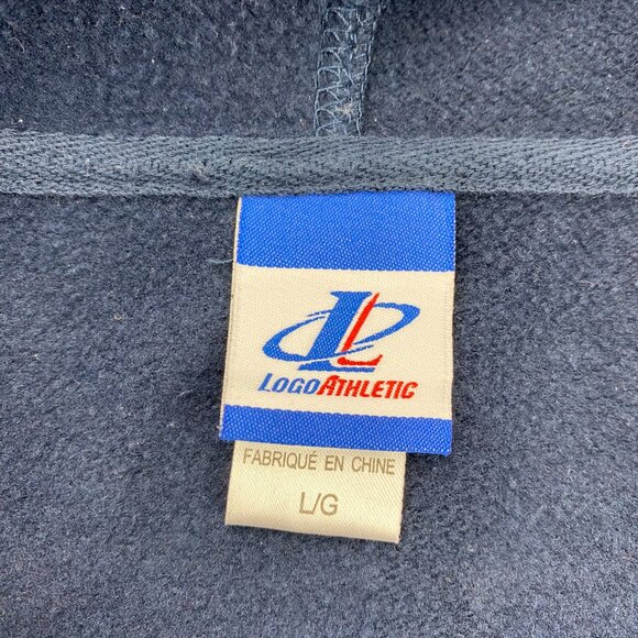 Logo Athletic Sweater Hoodie Mean Large L Navy Blue 1/4 Zip Activewear Sports - Picture 4 of 9